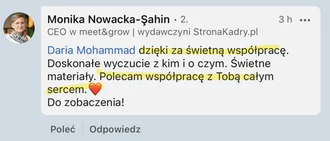 Opinia klientki 1